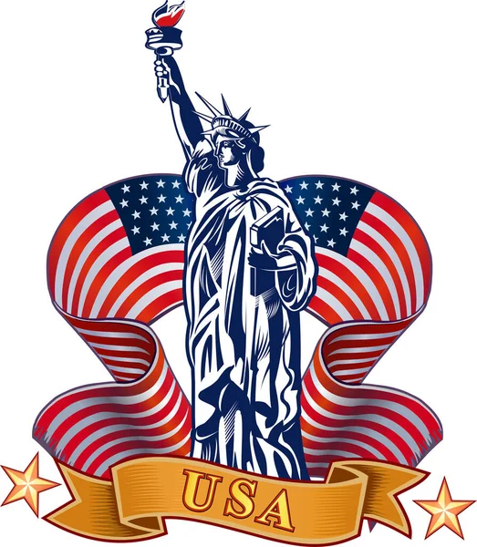 Άγαλμα Της Ελευθερίας Νέα Υόρκη Και Αμερικανικό Σύμβολο — Διανυσματικό Αρχείο