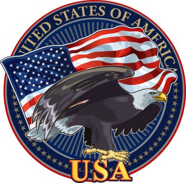 Amerikan bayraklı Amerikan kartalı