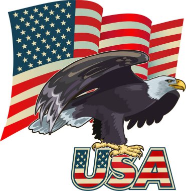 Amerikan bayraklı Amerikan kartalı