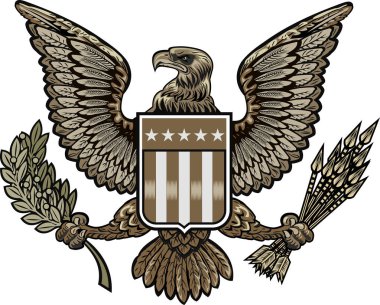 Amerikan bayraklı Amerikan kartalı