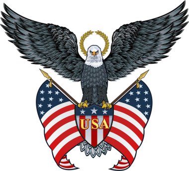 Amerikan bayraklı Amerikan kartalı