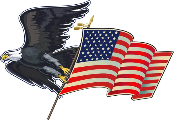 Amerikansk Örn Med Amerikanska Flaggor — Stock vektor