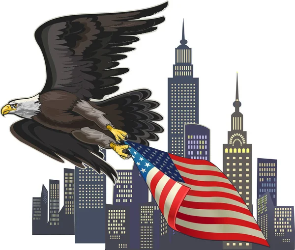 Americký Orel Vlajkami Usa — Stockový vektor