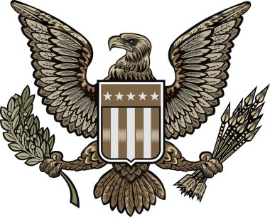 Amerikan bayraklı Amerikan kartalı