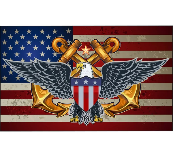 Amerikaanse Adelaar Met Amerikaanse Vlaggen — Stockvector