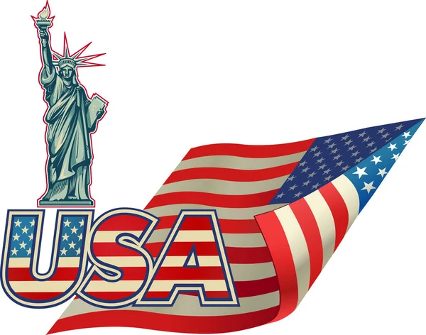Amerikaanse Adelaar Met Amerikaanse Vlaggen — Stockvector