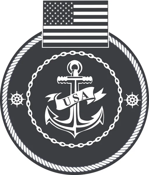 Navy Anchor Emblem — Stock Vector
