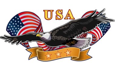 Amerikan bayraklı Amerikan kartalı
