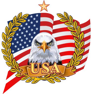 Amerikan bayraklı Amerikan kartalı