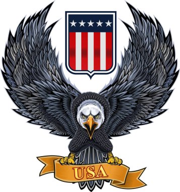 Amerikan bayraklı Amerikan kartalı