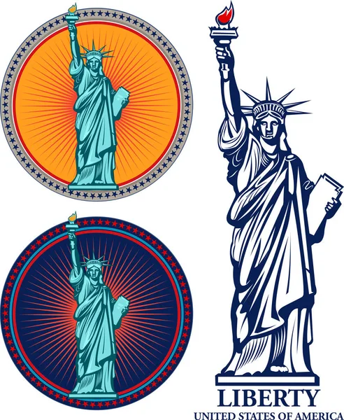 自由の女神 ニューヨークとアメリカのシンボル — ストックベクタ