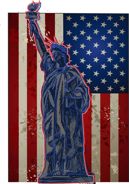Vrijheidsbeeld New York Amerikaans Symbool — Stockvector