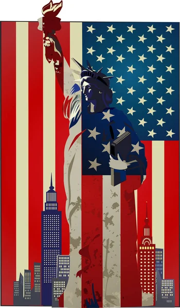 Vrijheidsbeeld New York Amerikaans Symbool — Stockvector