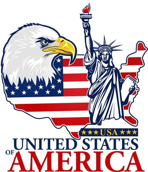 Αμερικάνικος Αετός Σημαίες Των Ηπα — Διανυσματικό Αρχείο