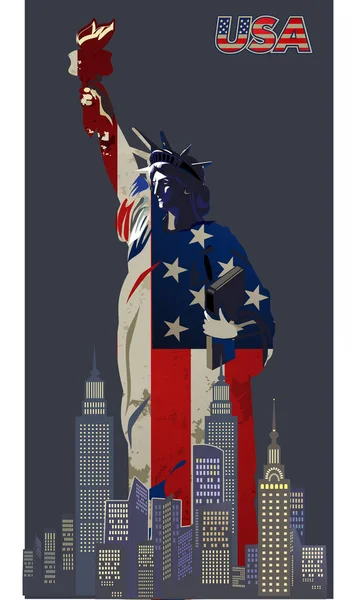 Vrijheidsbeeld New York Amerikaans Symbool — Stockvector