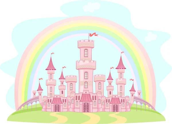 Wonderland Fairytale Medieval Castle Fortress — Stock Vector