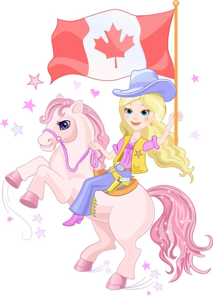 Blond Cowgirl Canada Flag — Stock Vector