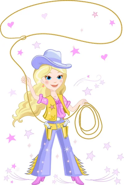 Blond Cowgirl Lasso — Stock Vector