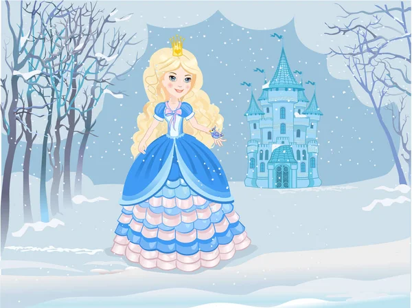 魔法の冬の妖精王国の王女 — ストックベクタ