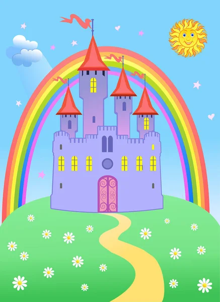 空中と虹の城 — ストックベクタ