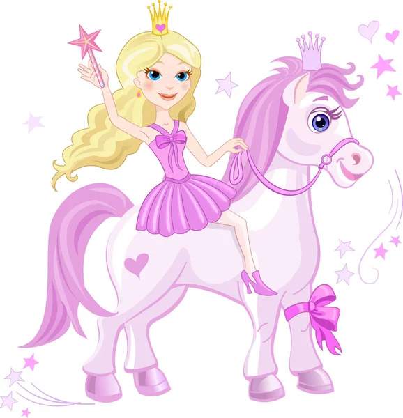 Princesa Conto Fadas Pony Prince — Vetor de Stock
