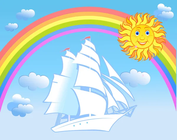 Sailing Ship Sky — Stock Vector