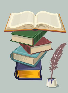 Beyazda izole edilmiş bir yığın eski kitap