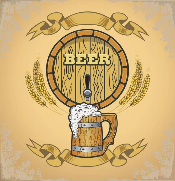Bière Claire Sombre Tasse Bière — Image vectorielle