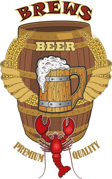 Bière Claire Sombre Tasse Bière — Image vectorielle