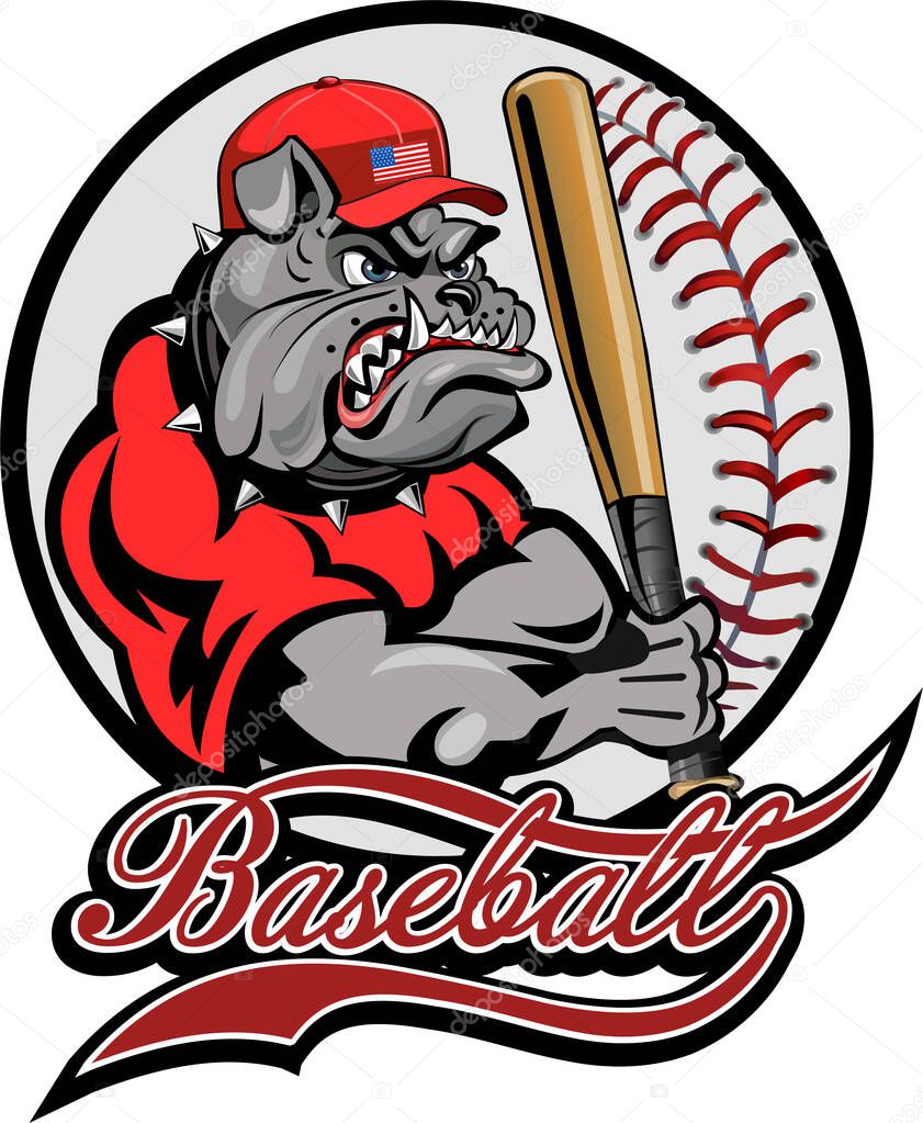 Muscular bulldog holding a baseball bat