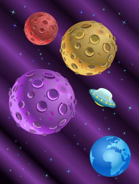 Uzay yolculuğundaki uzay gemisi.