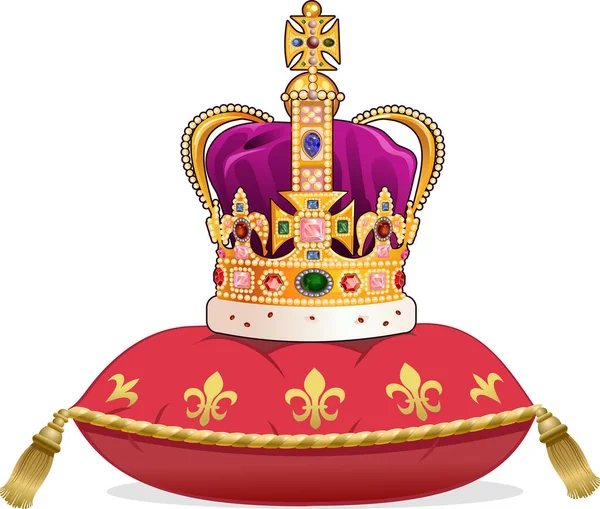 Coroa Ouro Real Almofada — Vetor de Stock