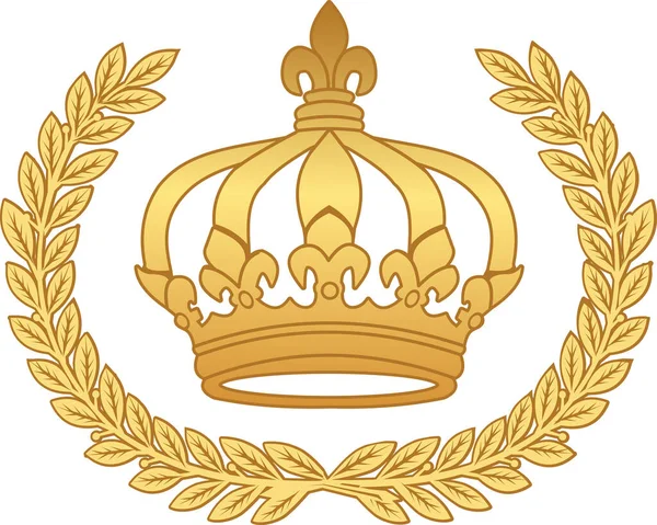 Krone Und Kranz Königliche Goldkrone — Stockvektor