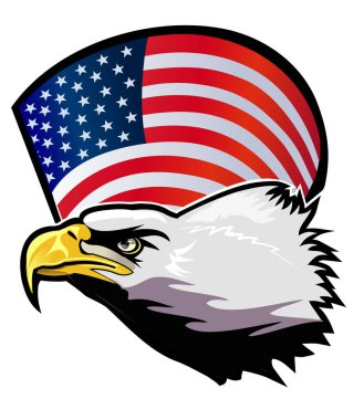 Amerikan kartalı ve bayrağı