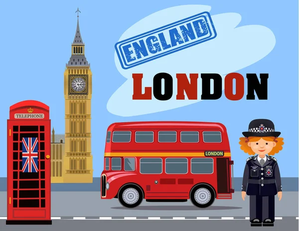 Illustration English Symbols London — Stock Vector