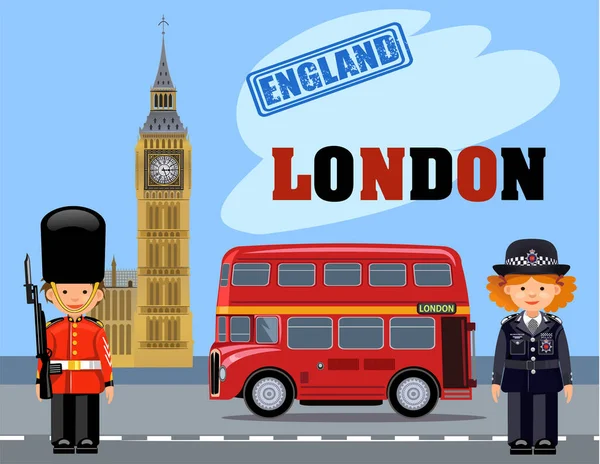 Illustration English Symbols London — Stock Vector