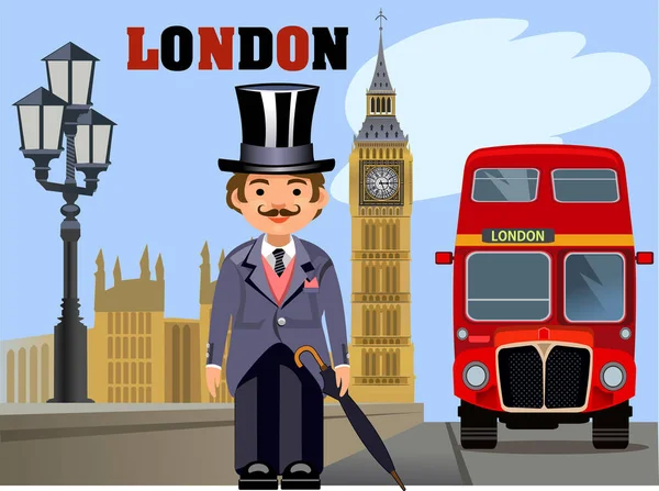 Illustration English Symbols London Big Ben — Stock Vector