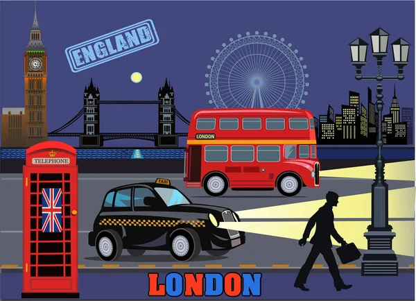 English Road Illustration English Symbols London — Stock Vector