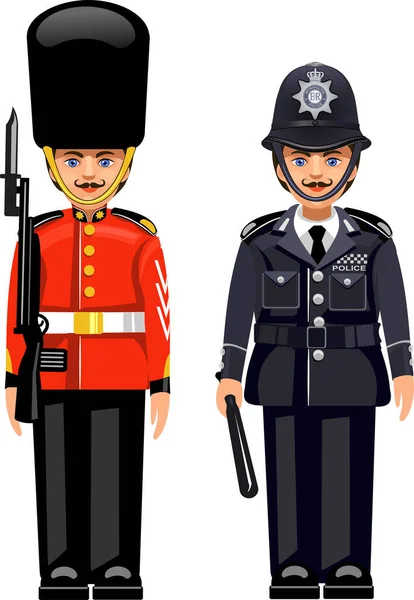 Buckingham Sarayı Nda Bir Kraliyet Muhafızı Ngiliz Metropolitan Polisi — Stok Vektör