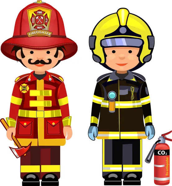 Brandman Illustration Två Brandmän — Stock vektor