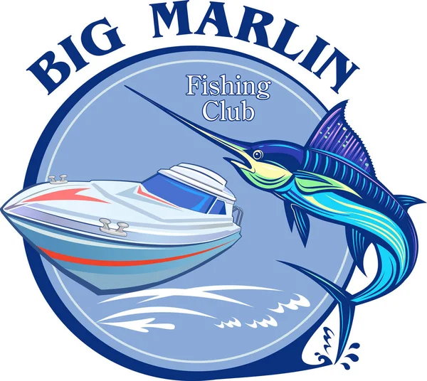 Pesca Big Marlin Mar Profundo — Vector de stock