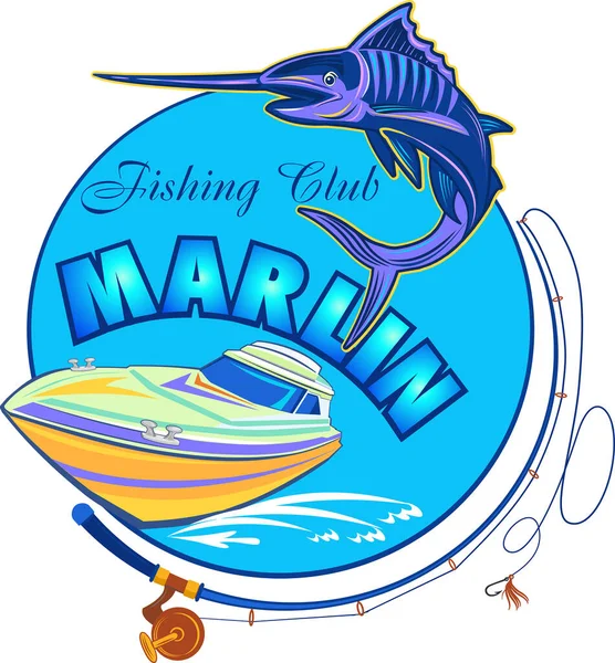 Pesca Big Marlin Mar Profundo — Vector de stock