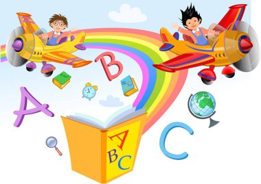 Çocuklar Harflerle Oynuyor. İlkokul öğrencileri 