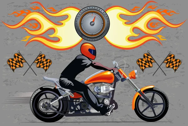 Mann Auf Dem Motorrad Vektorzeichnung — Stockvektor