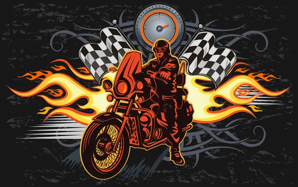 Abbildung Des Mannes Auf Dem Motorrad — Stockvektor