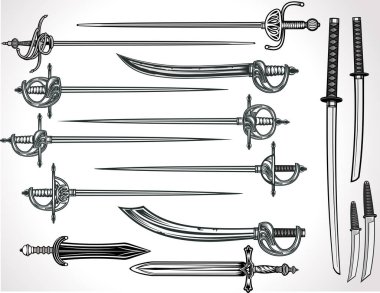 Bıçak, hançer, kılıç, katana ve rapira.