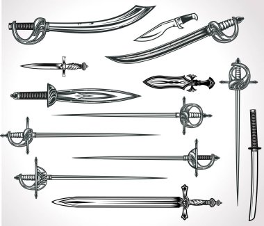 Bıçak, hançer, kılıç ve katan.