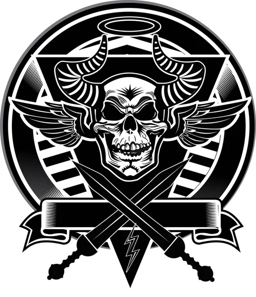 Skull ve Gladius. Skull Vintage Gotik tarzı sanattan esinlenmiştir. Dövme tasarımı, modaya uygun aşk sembolü 