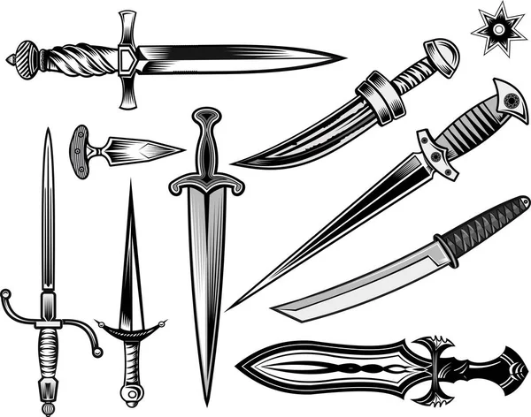 Cuchillo Daga Cuchillos Tácticos — Vector de stock