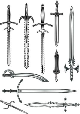 Bıçak, hançer, kılıç ve kılıç.